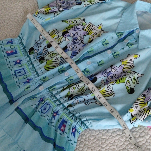 NWT Burryco Size 10 Zebra Abstract Print Long Sleeve Button Front Dress - Picture 11 of 17